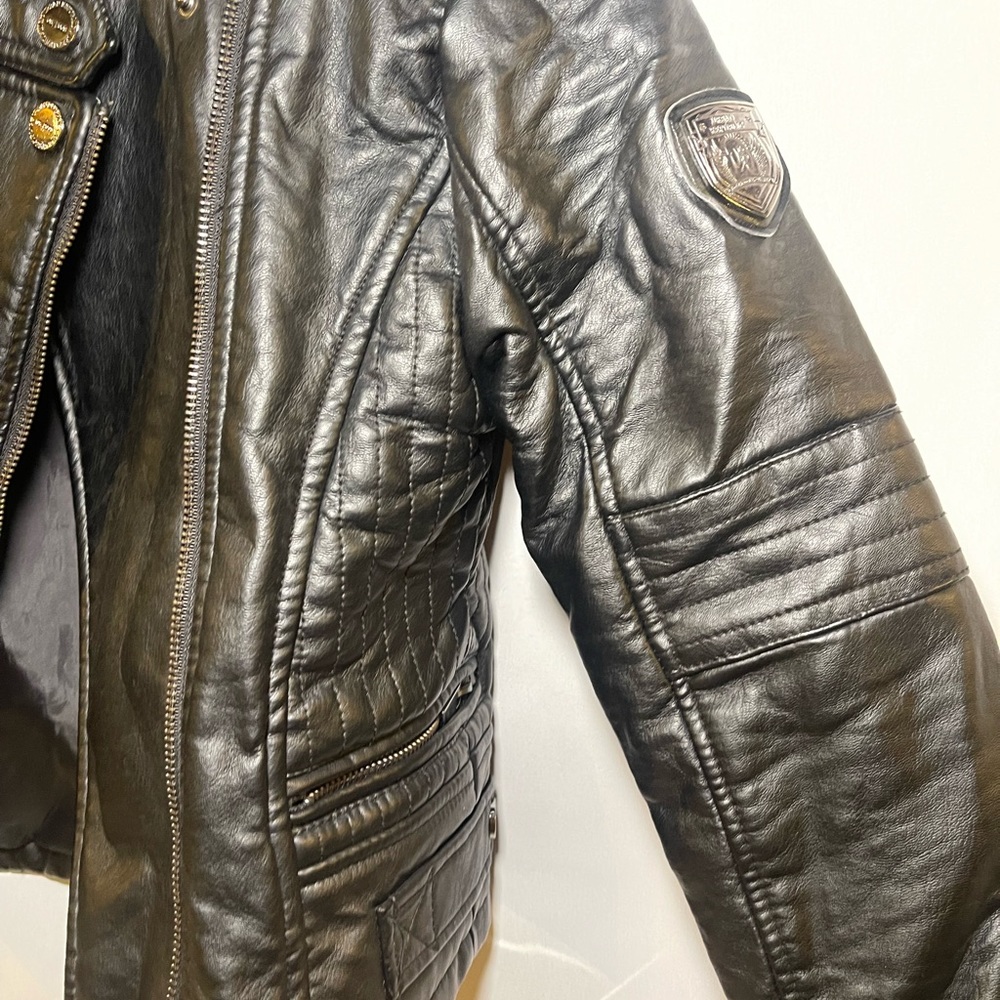 Urban Republic Girls Faux Black Leather Moto Jacket Size S 7/8 - Picture 8 of 13